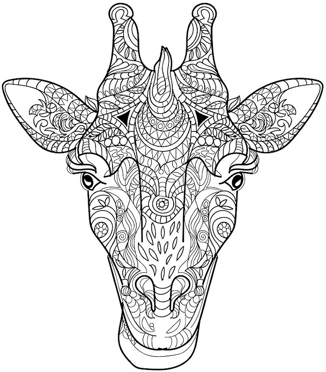 640x731 Stylist And Luxury Advanced Coloring Pages Giraffe Head