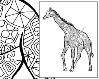 340x270 Giraffe Coloring Page Animal Coloring Page Adult Coloring