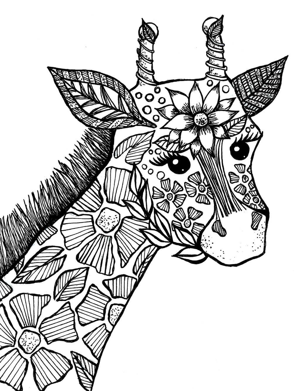 1004x1334 Giraffe Adult Coloring Book Page Drawings I've Made