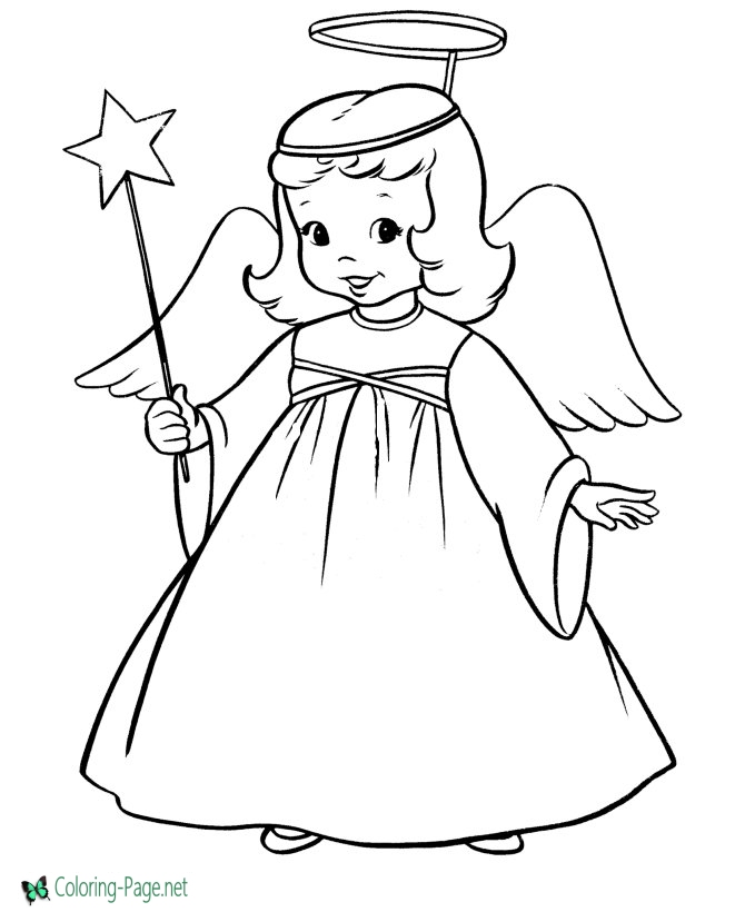 670x820 Little Girl Angel Christmas Coloring Page