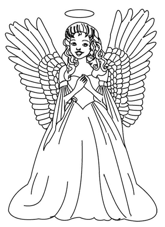 550x756 The Girl Christmas Angel Coloring Page Color Pages