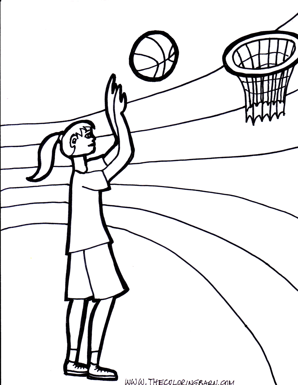 1000x1294 Girls Playing Basketball Coloring Pages