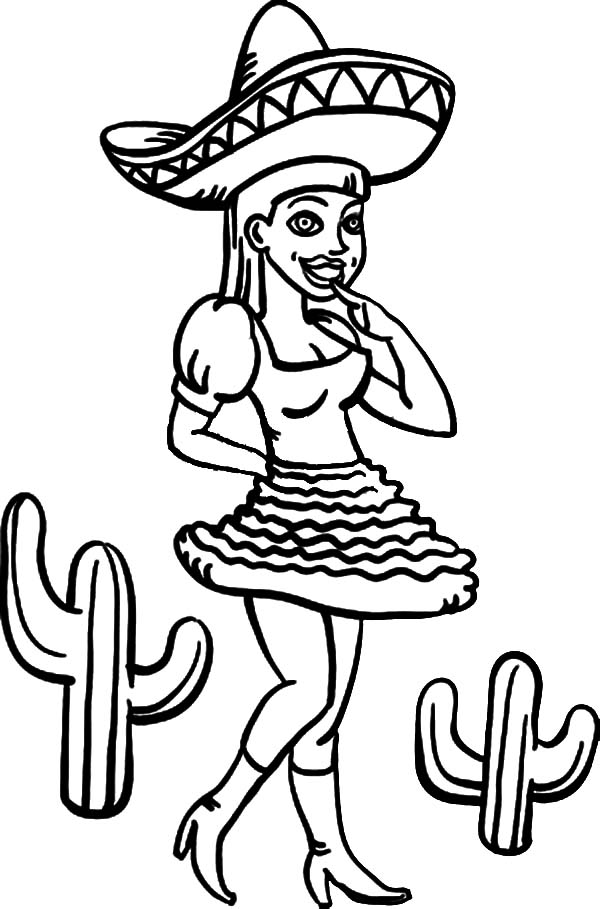 600x909 Mexican Girl Wear Traditional Dress Coloring Pages Color Luna