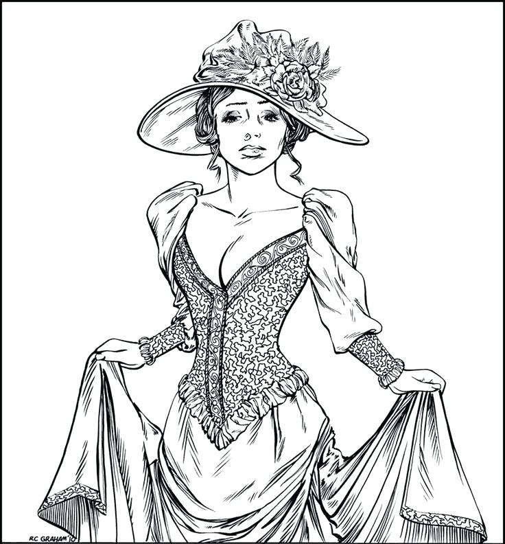 736x792 Vintage Clothing Coloring Pages