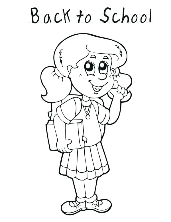 600x776 Student Coloring Page A Girl Reading A Book Good Student Coloring