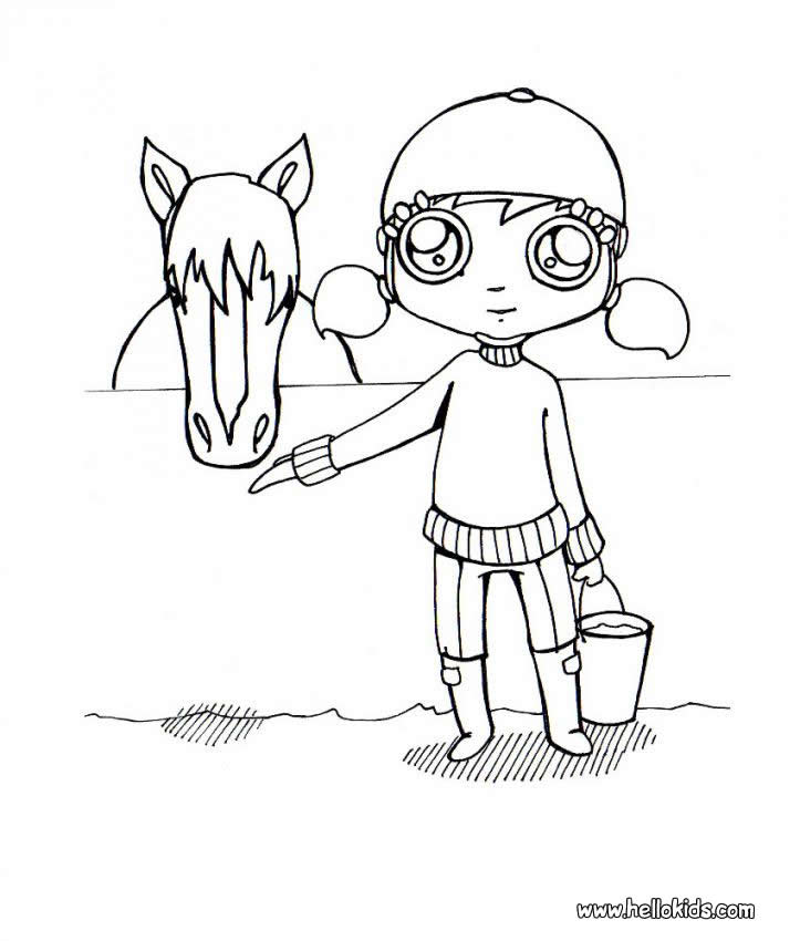 723x850 Girl And Horse Coloring Pages
