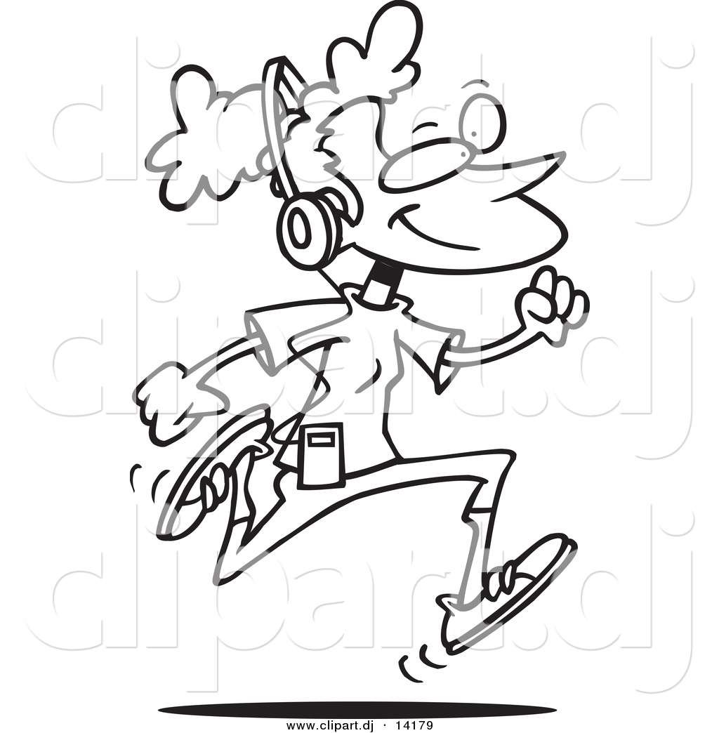 1024x1044 Vector Of Cartoon Girl Listening To Music And Running