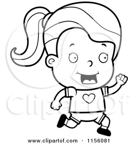 450x470 Cartoon Clipart Of A Black And White Toddler Girl Running