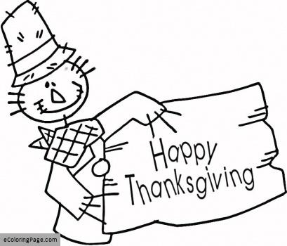 409x350 Happy Thanksgiving Scarecrow Coloring Page For Kids