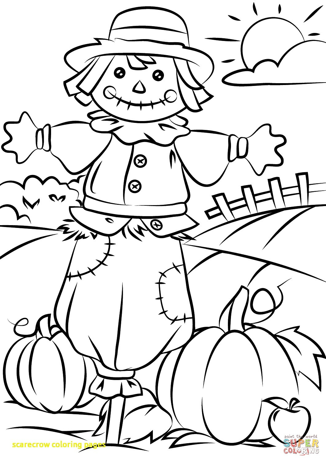 1060x1500 Scarecrow Coloring Pages With Cute Site Page Acpra