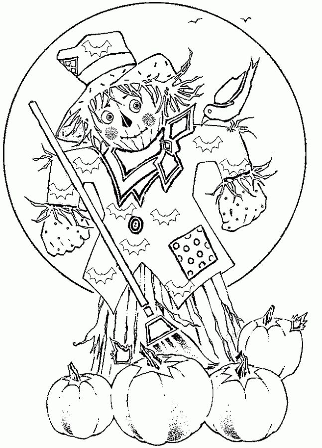 647x900 Scarecrow On Halloween Night Coloring Pages Fun Coloring Pages