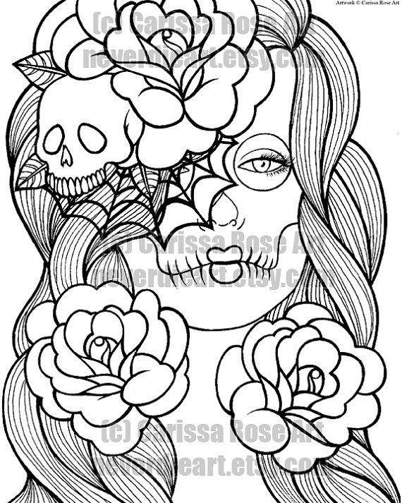 570x713 Gallery Cute Sugar Skull Coloring Tableau