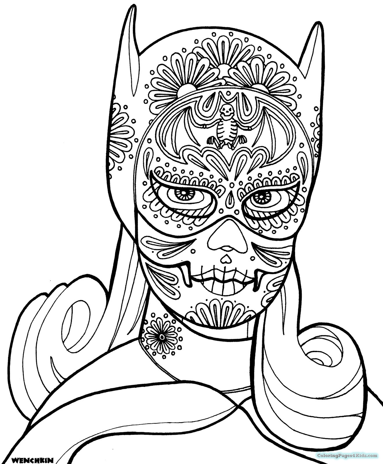 1319x1600 Girl Sugar Skull Coloring Pages Coloring Pages For Kids