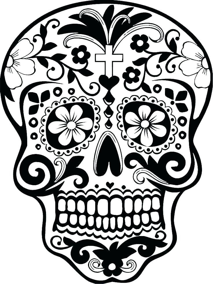 736x983 Sugar Skull Coloring Pages Printable Simple Sugar Skull Coloring