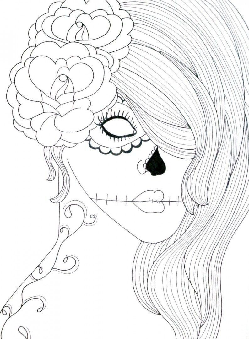 793x1080 Httpcoloringscogirl Skull Coloring Pages Colorings Girl Skull