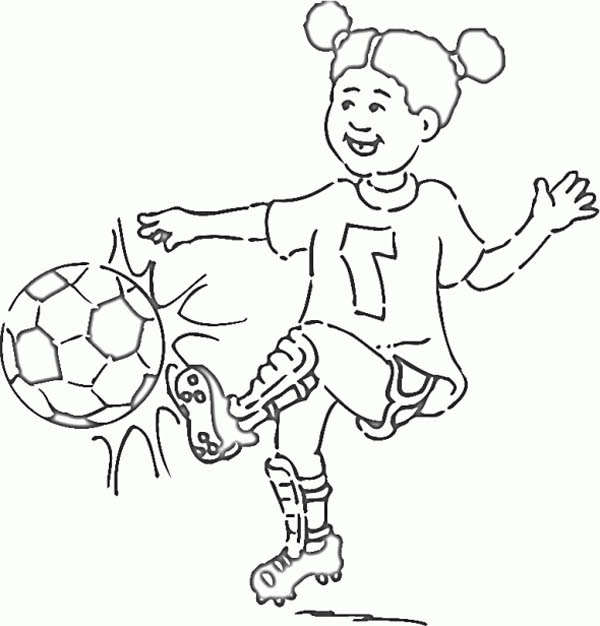 600x626 Soccer Girl Coloring Page Little Girl On Soccer Jersey Making