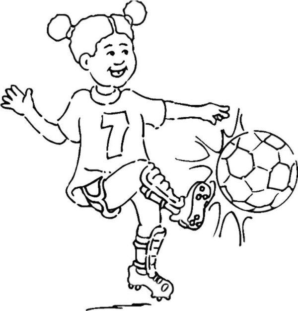 600x626 Soccer Girl Coloring Page Girl Playing Soccer Coloring Pages