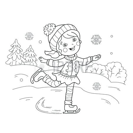450x450 Sports Coloring Page Coloring Page Outline Of Girl Skating Winter
