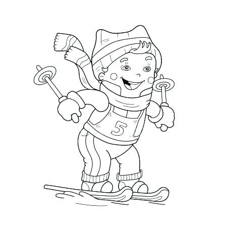 450x450 Winter Sports Coloring Pages Skiing Girl Girl On Sled Coloring