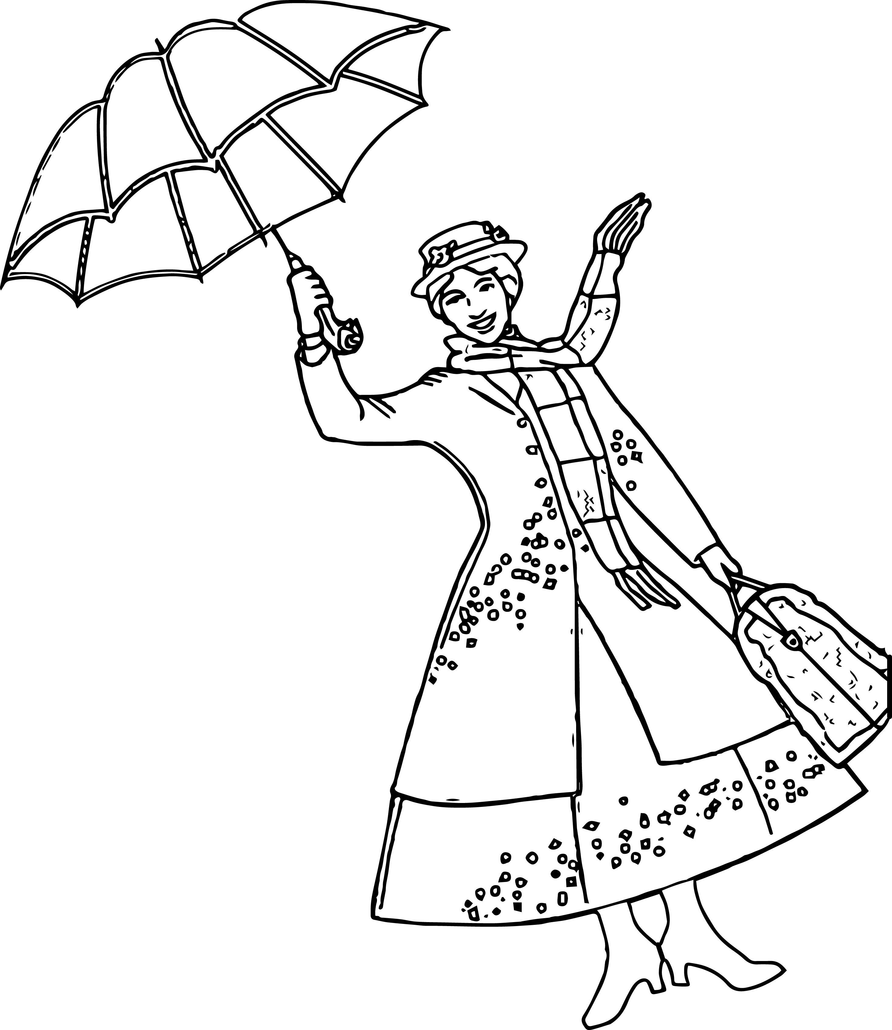 2934x3389 Coloring Pages Of Umbrella Best Mary Poppins Girl Within