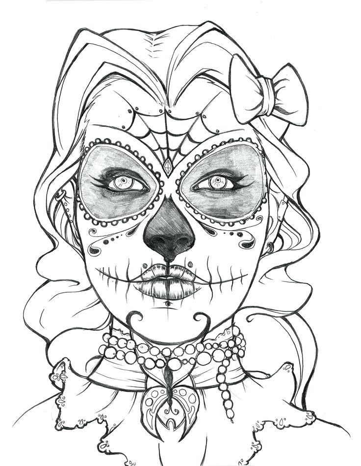 736x949 Printable Girl Sugar Skull Coloring Pages Sugar Skull Coloring