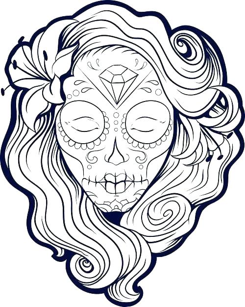 500x626 Skull Color Pages Sugar Skull Coloring Pages Appealing Free