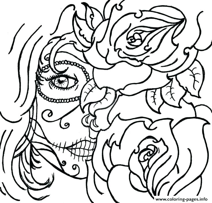 736x705 Printable Girl Sugar Skull Coloring Pages