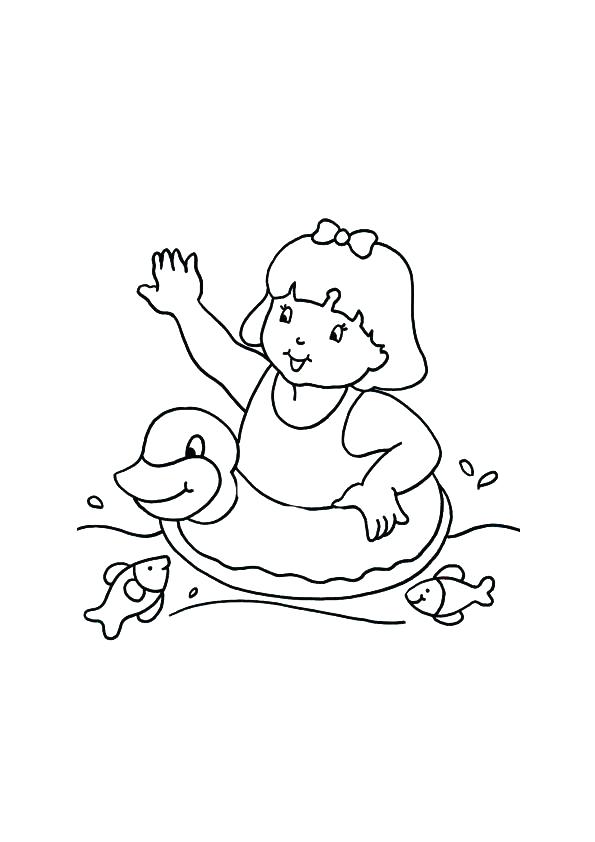 595x842 Swimming Pool Coloring Pages Girl And Swimming Coloring Sheet Is