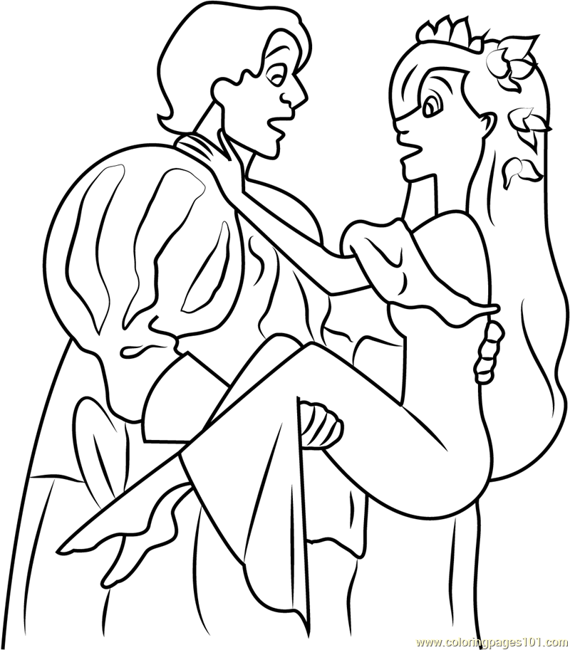 800x913 Prince Edward And Princess Giselle Coloring Page