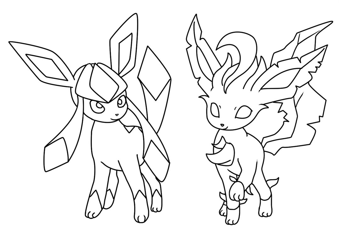 1077x742 Glaceon And Leafeon Coloring Page