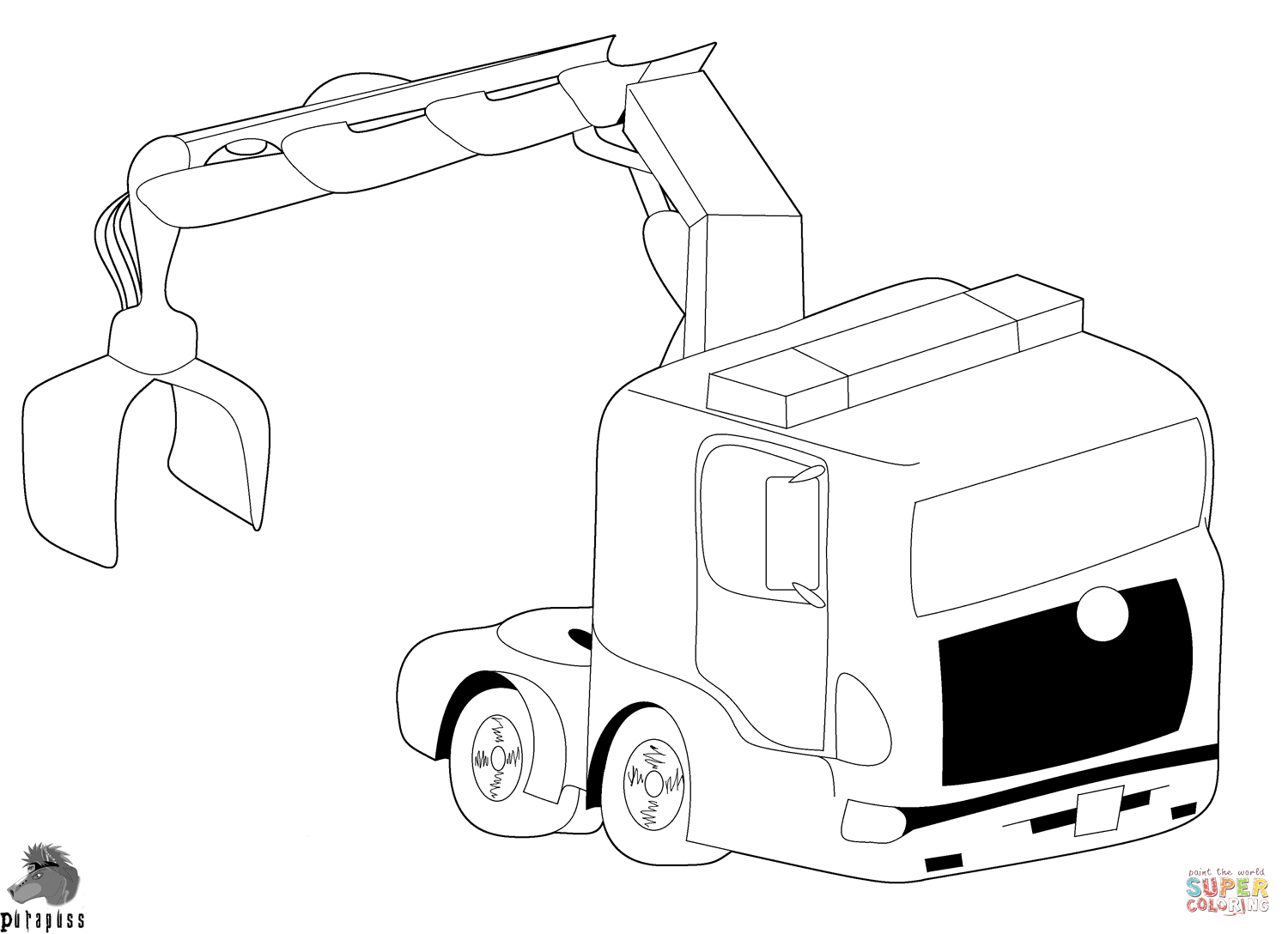 1500x1088 Truck With Crane Coloring Page Pages Trucks
