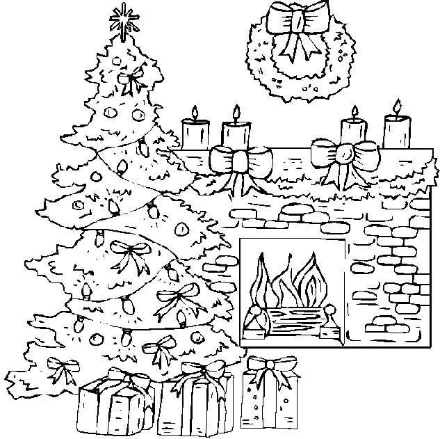 633x631 Christmas Fireplace Coloring Pages Happy Holidays!