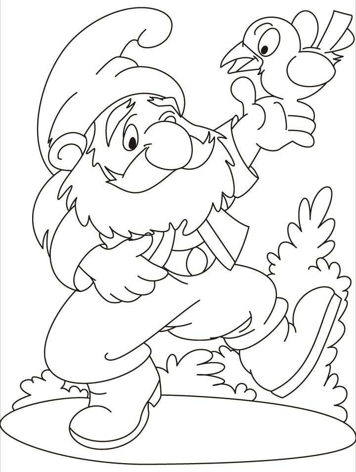 720x954 Gnome Coloring Pages What A Game A Gnome And A Bird On His Hand