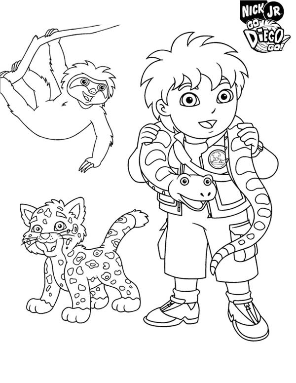 600x776 Diego And Protected Animal In Go Diego Go Coloring Page
