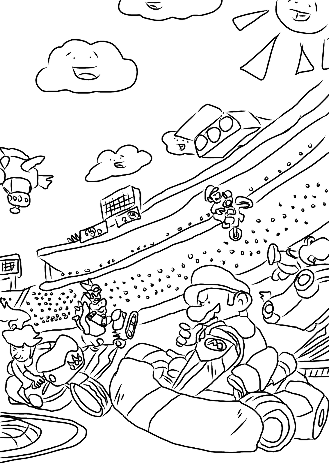 1131x1600 Go Kart Coloring Pages Free Coloring For Kids