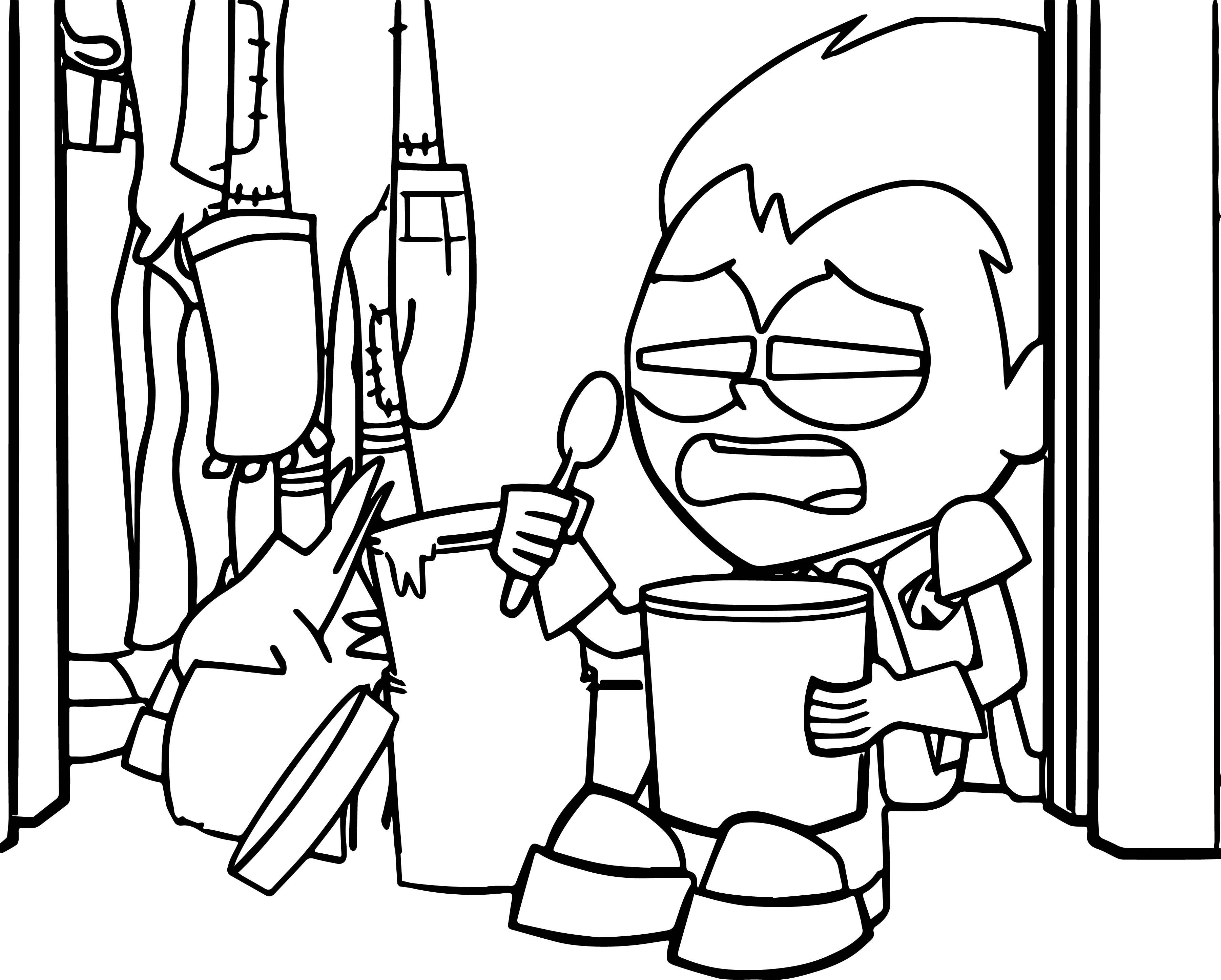 3604x2894 Teen Titans Go Robin Cry And Eating Food Coloring Page