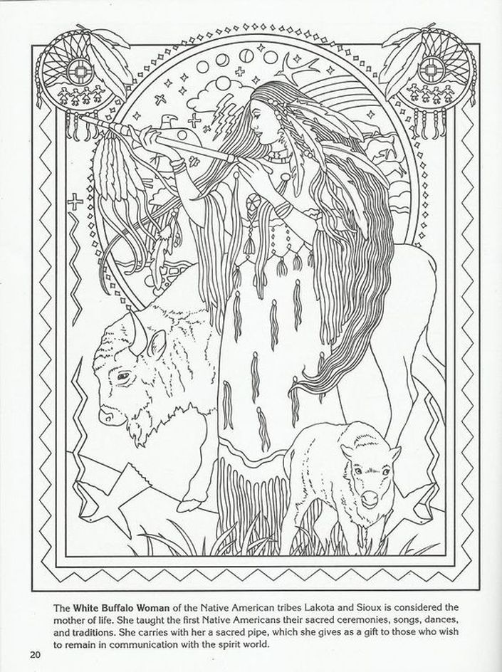705x944 White Buffalo Woman Native American Goddess Challenging Coloring