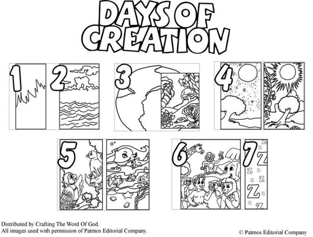 1024x776 Creation Coloring Pages Days Of Colouring Book Free Online