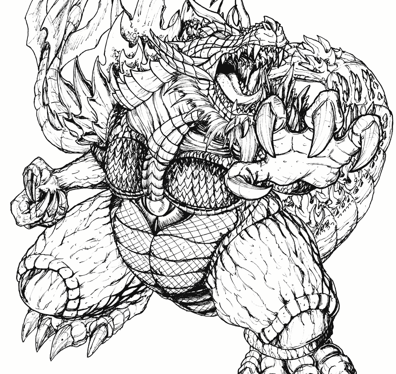 1272x1200 Godzilla Coloring Page Free Printable Pages To Download Adult Vs