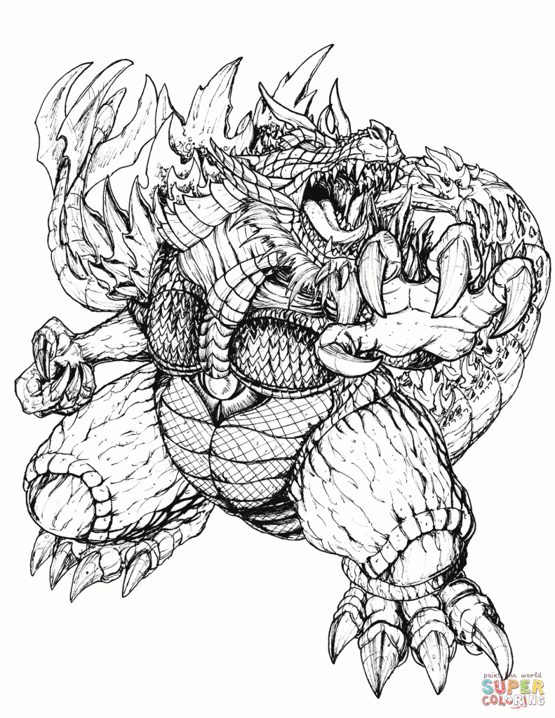 791x1024 Godzilla Coloring Pages Rdc Super Godzilla Coloring Page Free