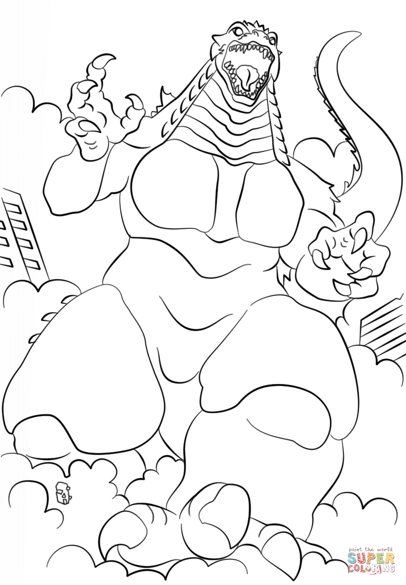 824x1186 Running Godzilla Coloring Page Free Printable Coloring Pages