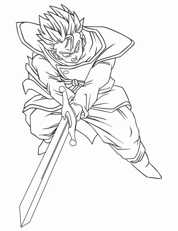 583x755 Gohan With Zeta Sword In Dragon Ball Z Printable Coloring Page