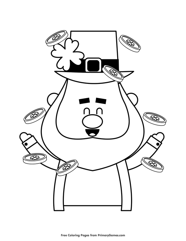 600x776 St Patrick's Day Coloring Pages Ebook Smiling Leprechaun Tossing