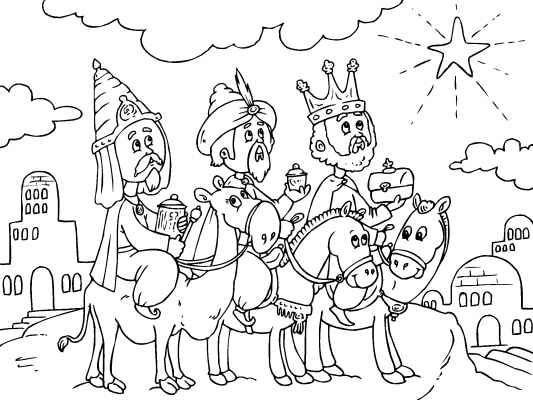 533x400 A Cute Christmas Coloring Page Of The Three Kings Bringing Gold