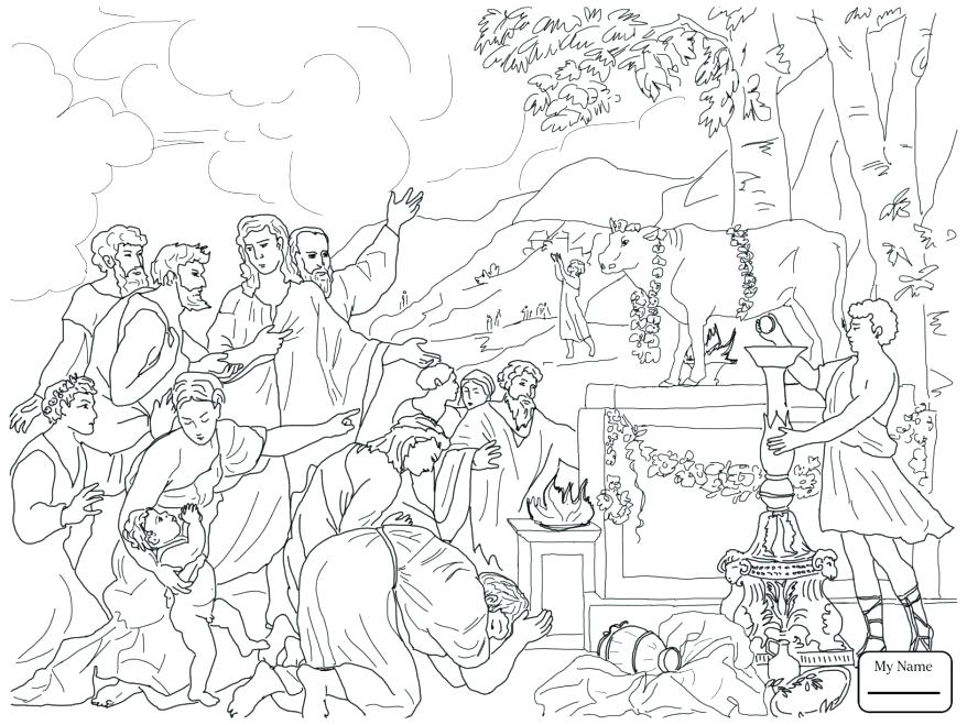 878x659 Golden Calf Coloring Page Coloring Pages Ten Commandments Bible