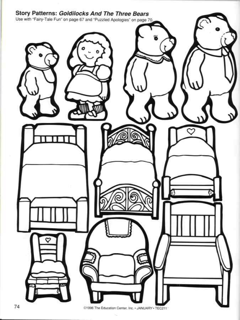 768x1024 Goldilocks And The Three Bears Coloring Pages Printable Incredible