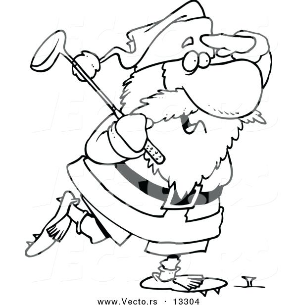 600x620 Vector Cartoon Golfing Coloring Page Outline
