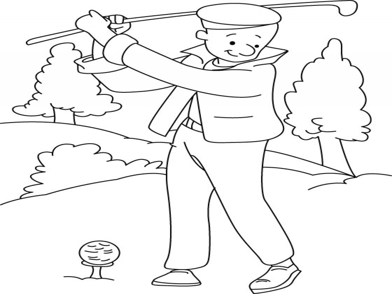 1280x960 Coloring Sheets Golf Bags Playing Page