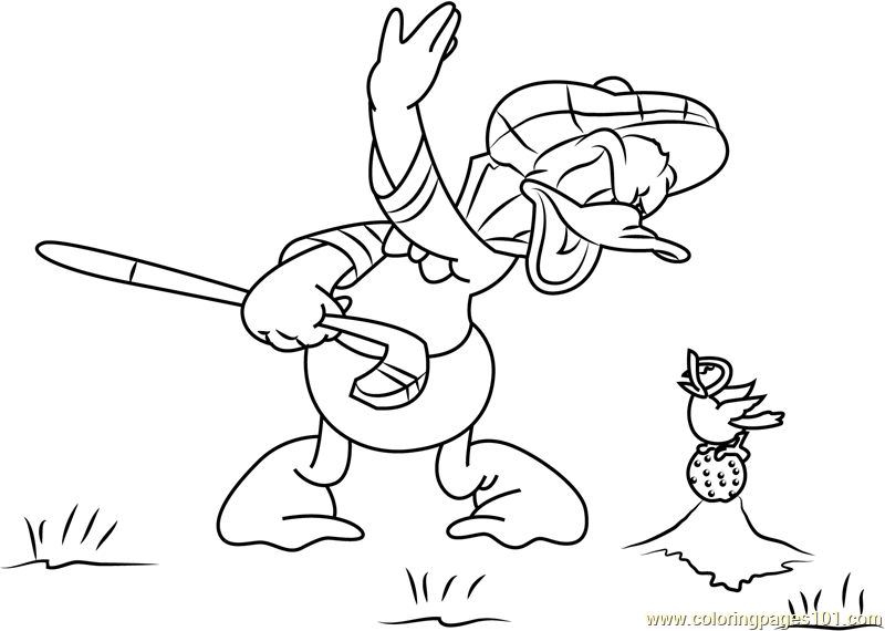 800x570 Donald Duck Play Golf Coloring Page