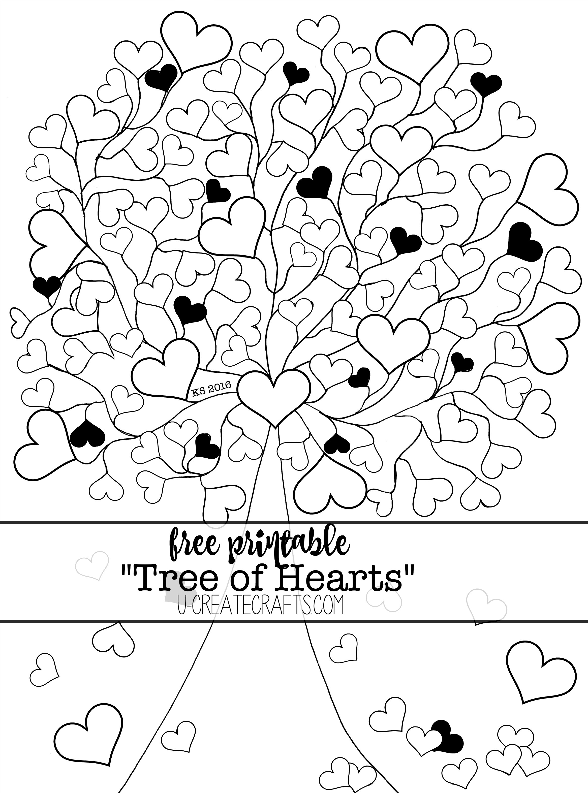 2333x3147 Valentine Conversation Heart Tree Coloring Pages